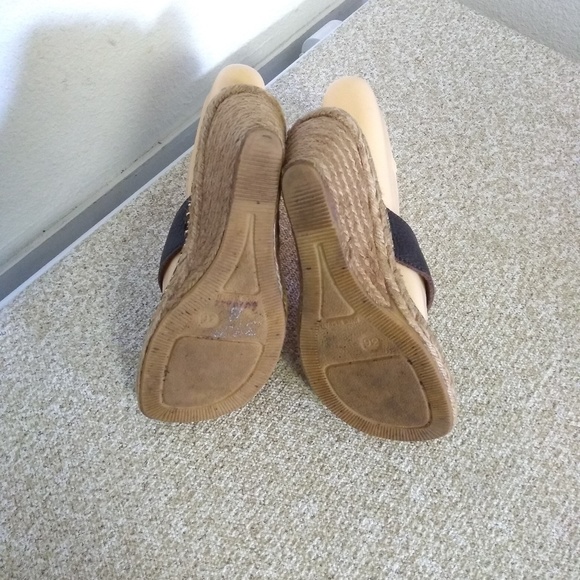 Burberry Brown Leather Plaid Wedge Sandals - Picture 6 of 6